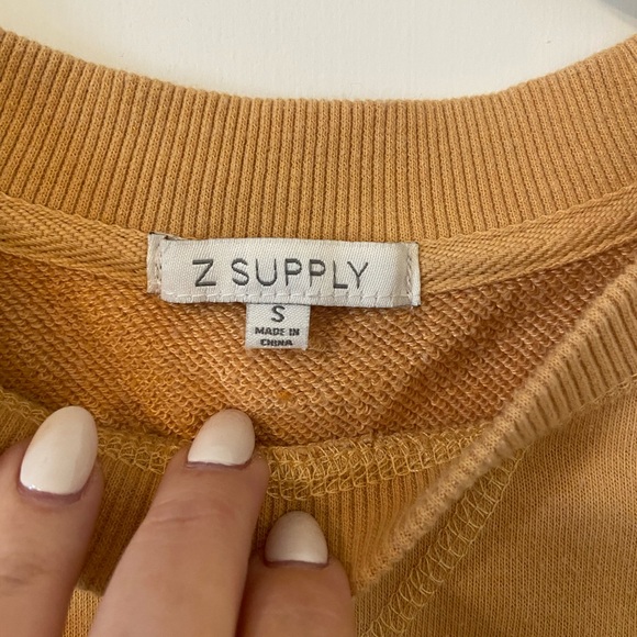 Z Supply mustard yellow crop raw hem boxy fit sweatshirt crewneck size S - Picture 2 of 3